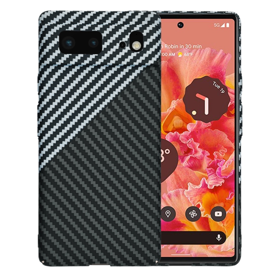 Husa pentru Google Pixel 6, SKYDDAR INNOVATION, textura carbon, Carbonite FiberShell, set cu sticker, [Culoare necunoscută],