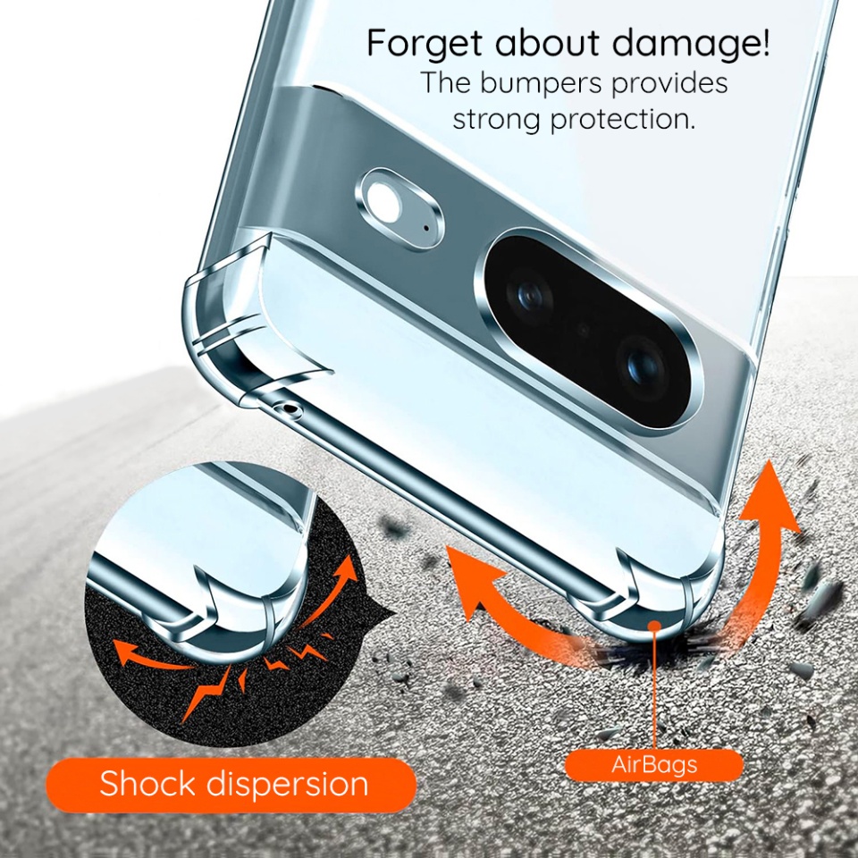Husa pentru Google Pixel 9 Pro din silicon slim, anti soc, Skyddar Shock - Transparenta - 3 | YEO