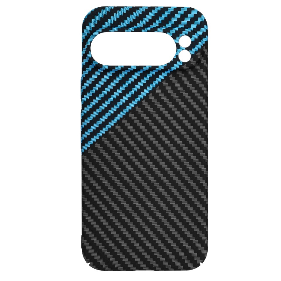 Husa pentru Google Pixel 9 Pro, Finisaj Premium cu Textura de Carbon, Design Elegant, SKDR CarbonFlex - Bleu - 2 | YEO