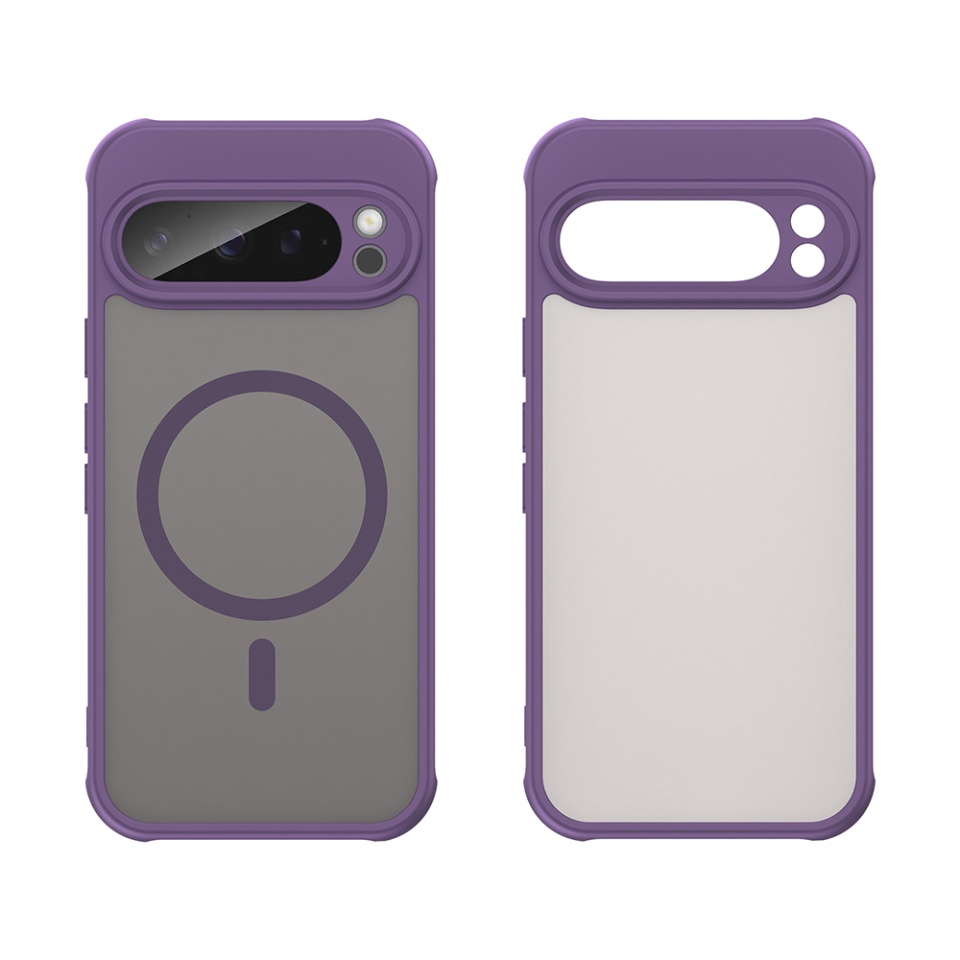 Husa pentru Google Pixel 9 Pro, SKYDDAR INNOVATION, HaloFrost MagSafe II, Antisoc, set cu sticker, Mov - 1 | YEO