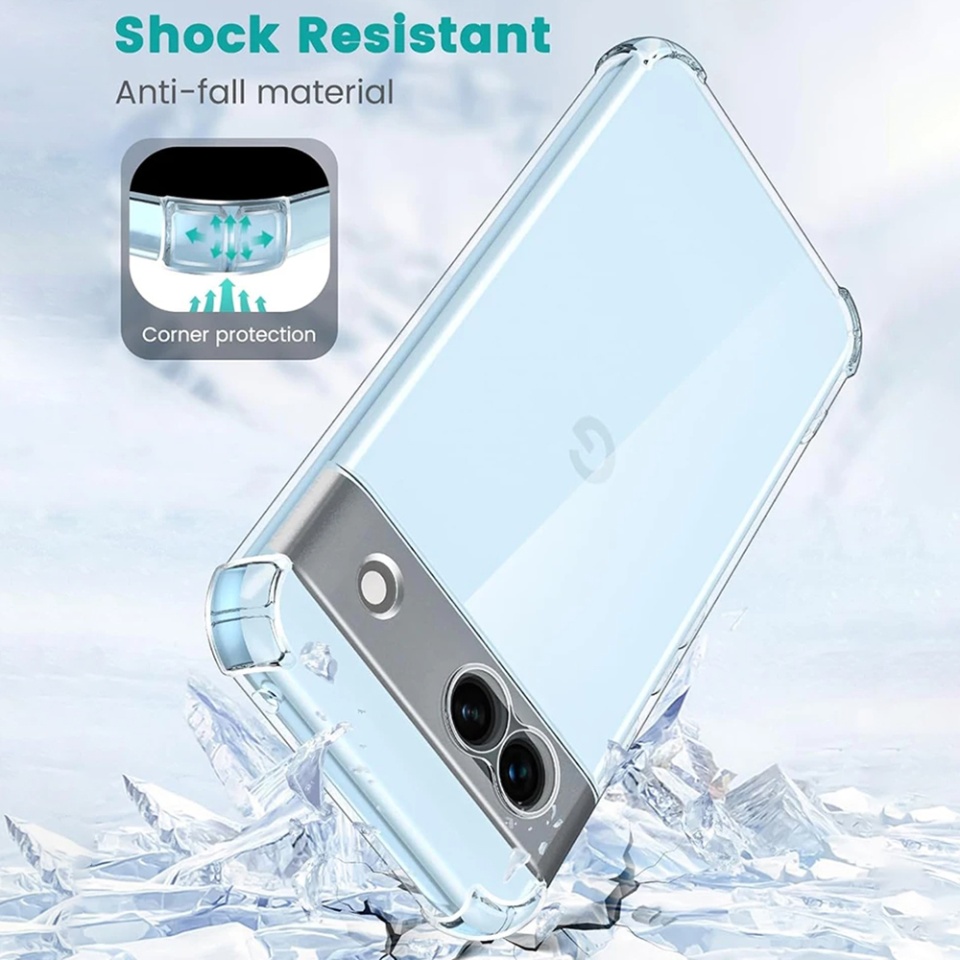 Husa pentru Google Pixel 9 Pro , SKYDDAR INNOVATION, Shockproof Clear din Silicon Slim, Transparenta, set cu sticker - 1 | YEO