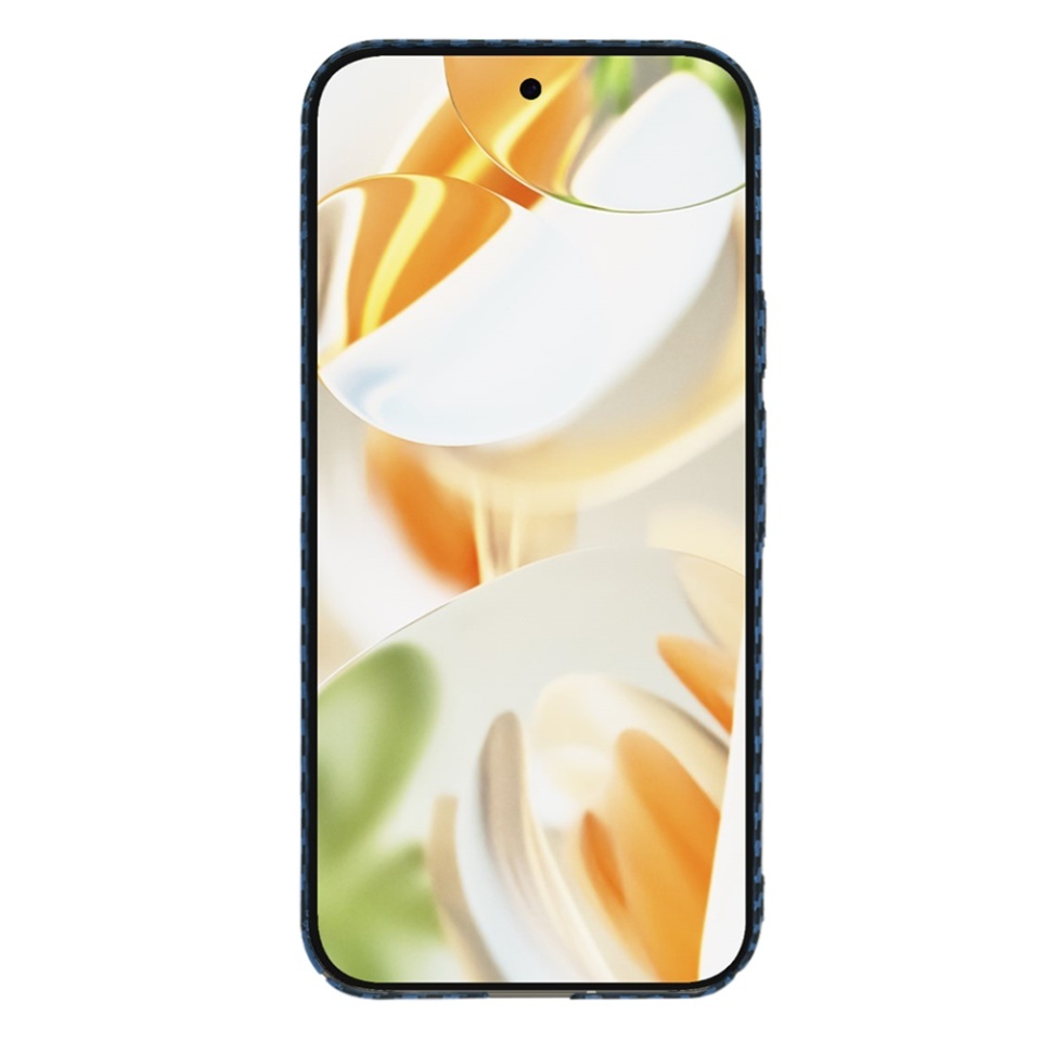 Husa pentru Google Pixel 9 Pro, SKYDDAR INNOVATION, textura carbon, Carbonite FiberShell, set cu sticker, Cyan, - 1 | YEO