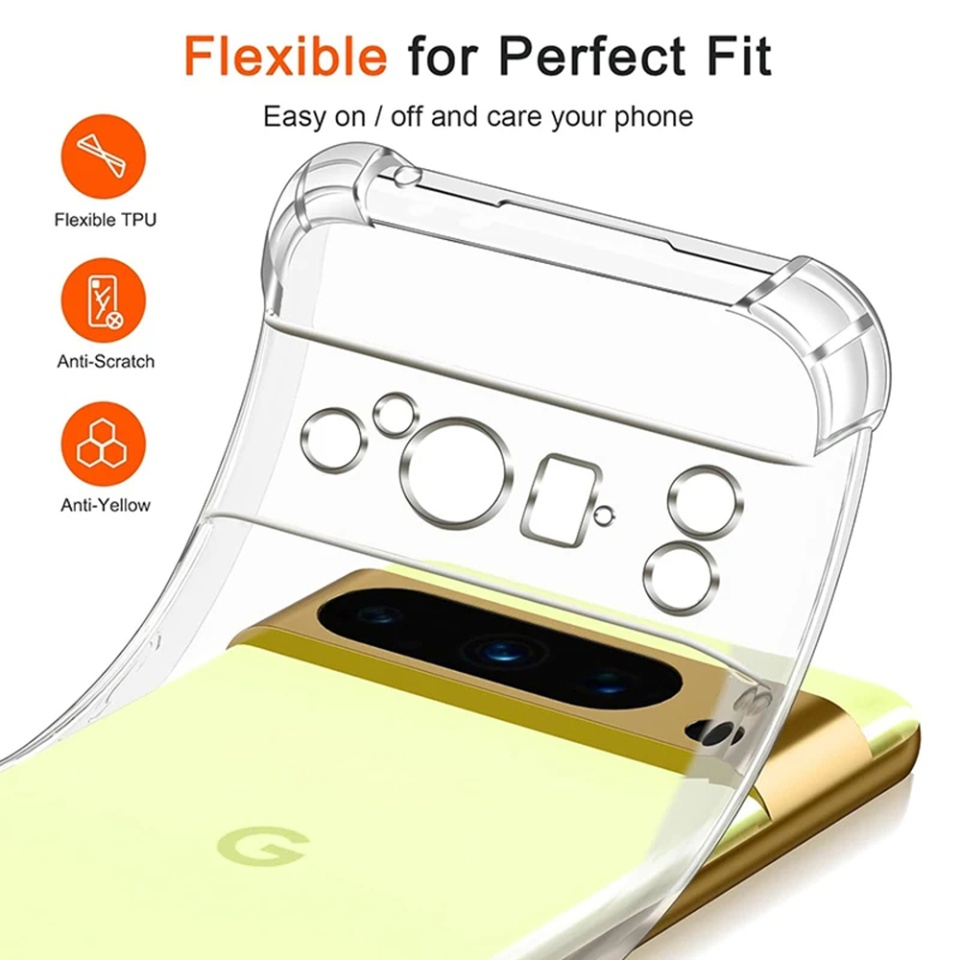 Husa pentru Google Pixel 9 Pro XL , SKYDDAR INNOVATION, Shockproof Clear din Silicon Slim, Transparenta, set cu sticker - 1 | YEO