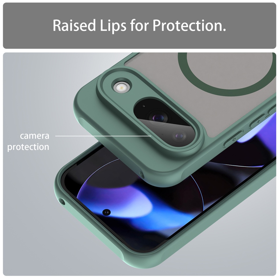 Husa pentru Google Pixel 9, SKYDDAR INNOVATION, HaloFrost MagSafe II, Antisoc, set cu sticker, Verde - 3 | YEO