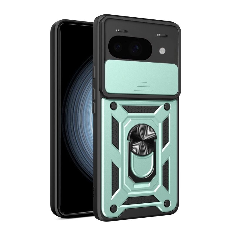 Husa pentru Google Pixel 9a cu inel magnetic si protectie camera Skyddar CamShield - Verde