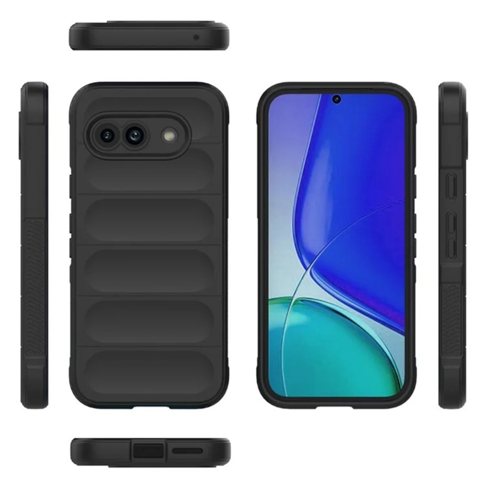 Husa pentru Google Pixel 9a, SKYDDAR INNOVATION, Vogue, din Silicon Mat, Negru, set cu sticker - 1 | YEO