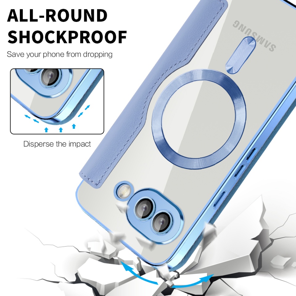 Husa pentru Google Pixel 9a tip carte, SKYDDAR INOVATION, SmartMag Book, Magsafe, RFiD, Suport Carduri, set cu sticker, Bleu - 3 | YEO