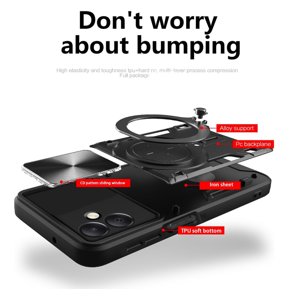 Husa pentru Honor 200 Smart / X7c, SKYDDAR INNOVATION, CamGuard Pro, Inel Magnetic, Protectie Camera, set cu sticker, Negru - 1 | YEO