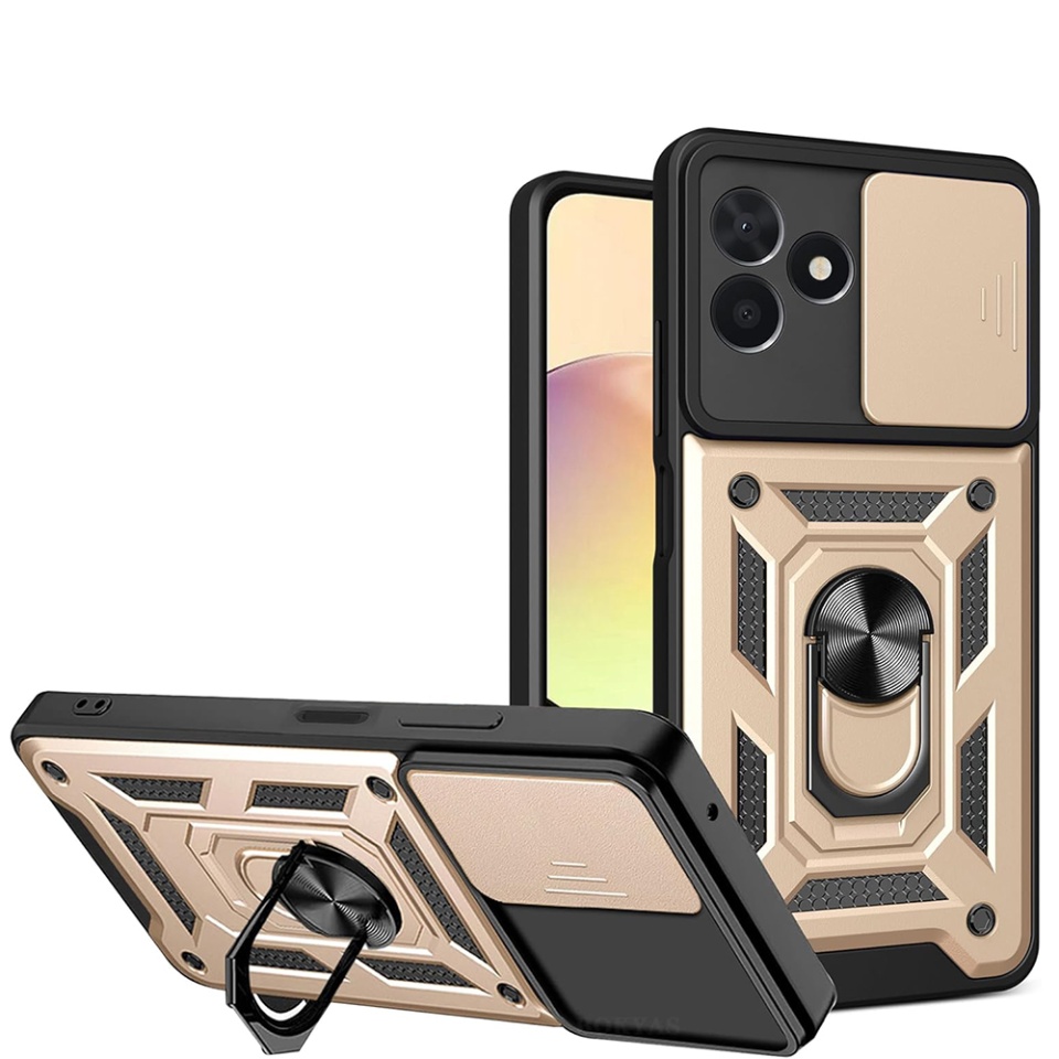 Husa pentru Honor 200 Smart / X7c, SKYDDAR INNOVATION, CamShield, Inel magnetic, set cu sticker, Auriu