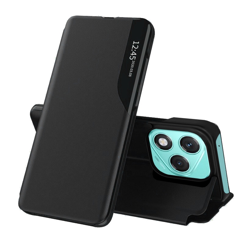 Husa pentru Honor 400 Lite, SKYDDAR INNOVATION, eFold, tip carte, set cu sticker, Negru