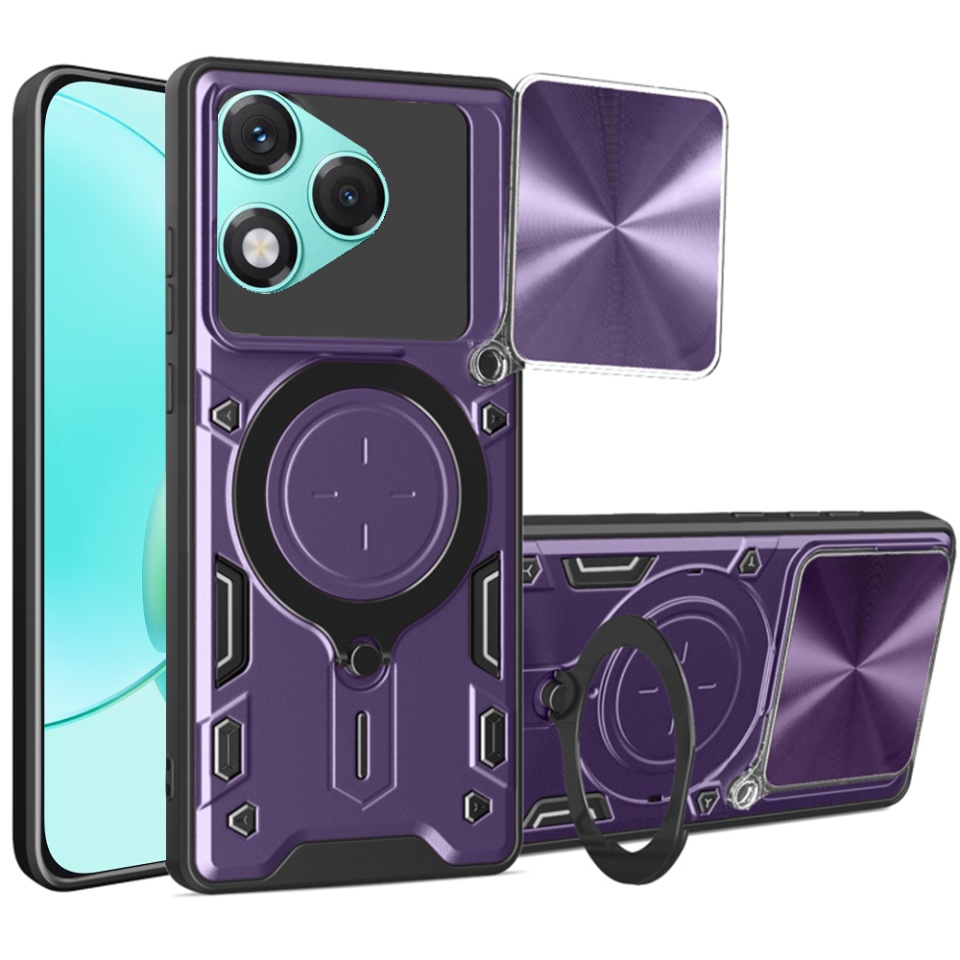 Husa pentru Honor 400 Lite, SKYDDAR INNOVATION, SafeCover, Inel Magnetic, Protectie Camera, Mov, set cu sticker