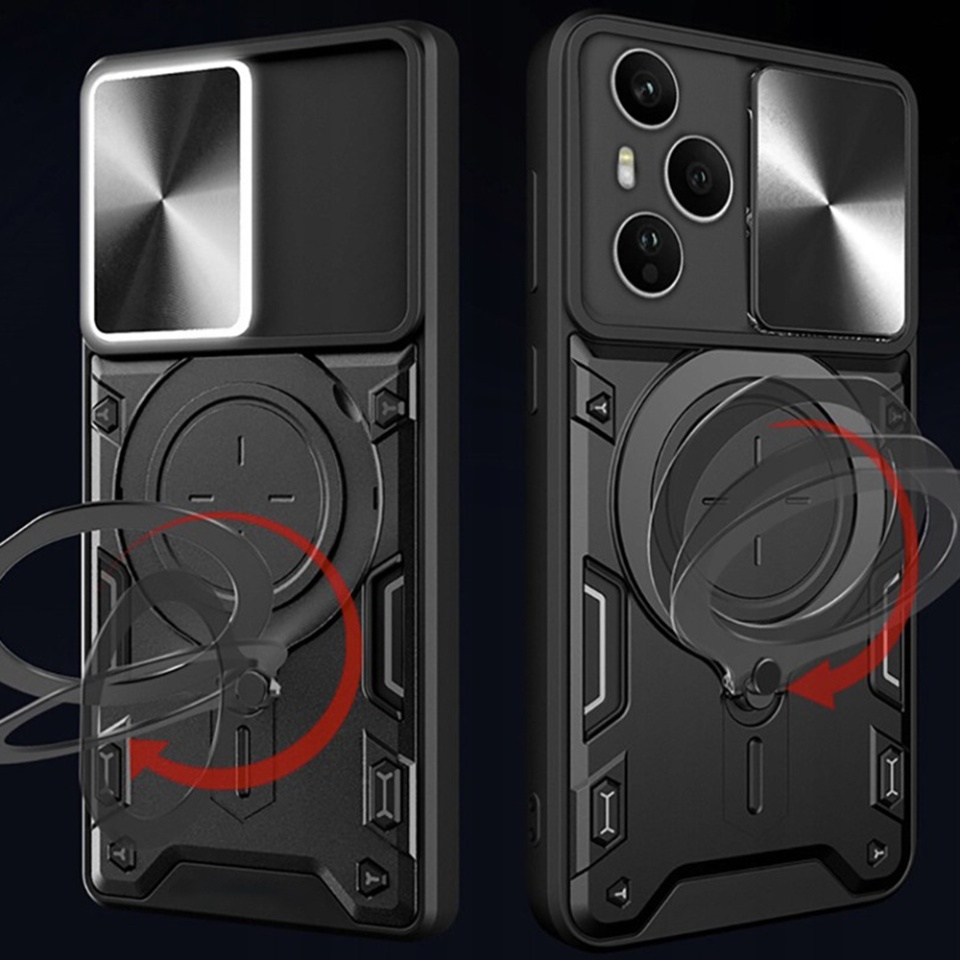 Husa pentru Honor 400 Pro, SKYDDAR INNOVATION, CamGuard Pro, Inel Magnetic, Protectie Camera, set cu sticker, Rosu - 2 | YEO
