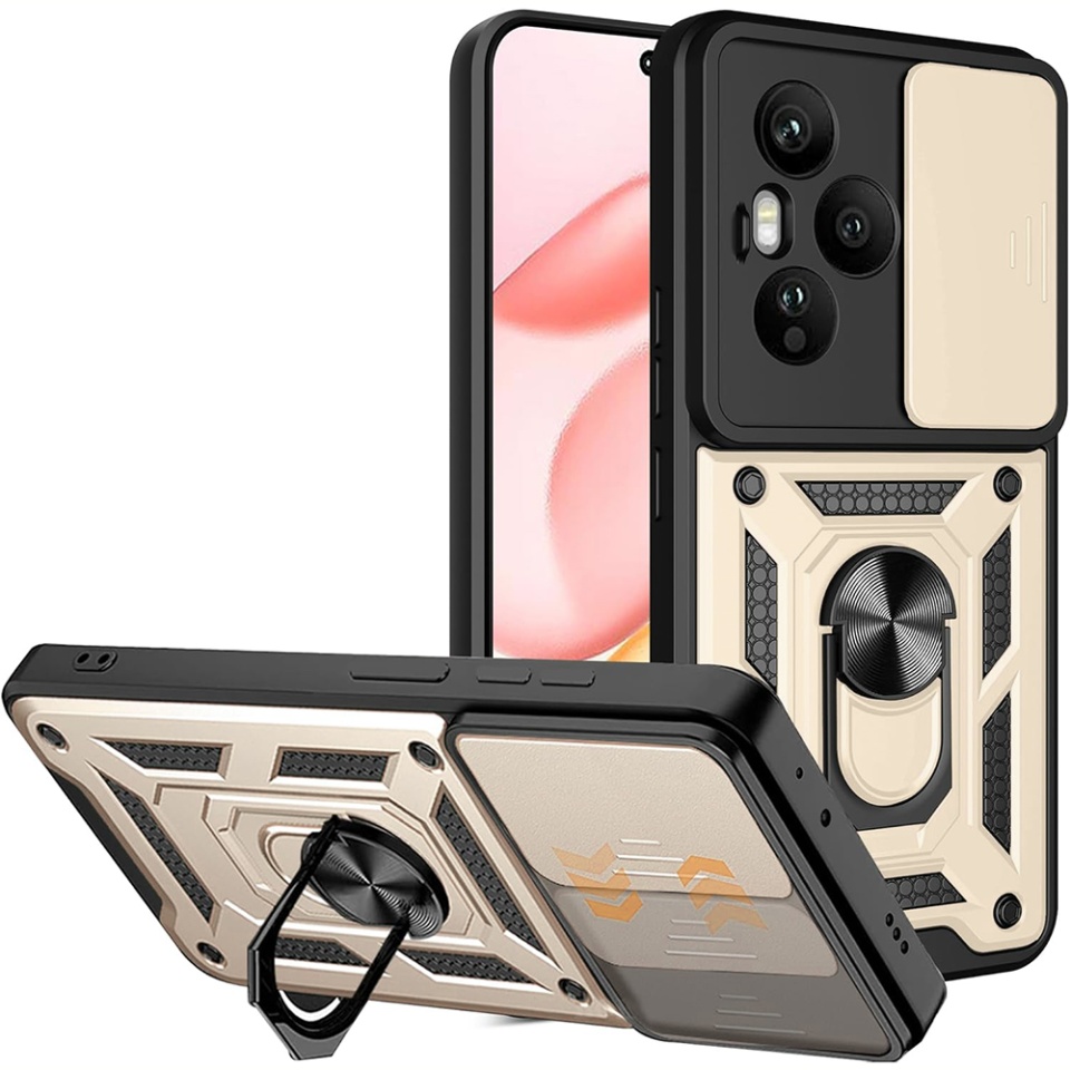 Husa pentru Honor 400 Pro, SKYDDAR INNOVATION, CamShield, Inel magnetic, set cu sticker, Auriu