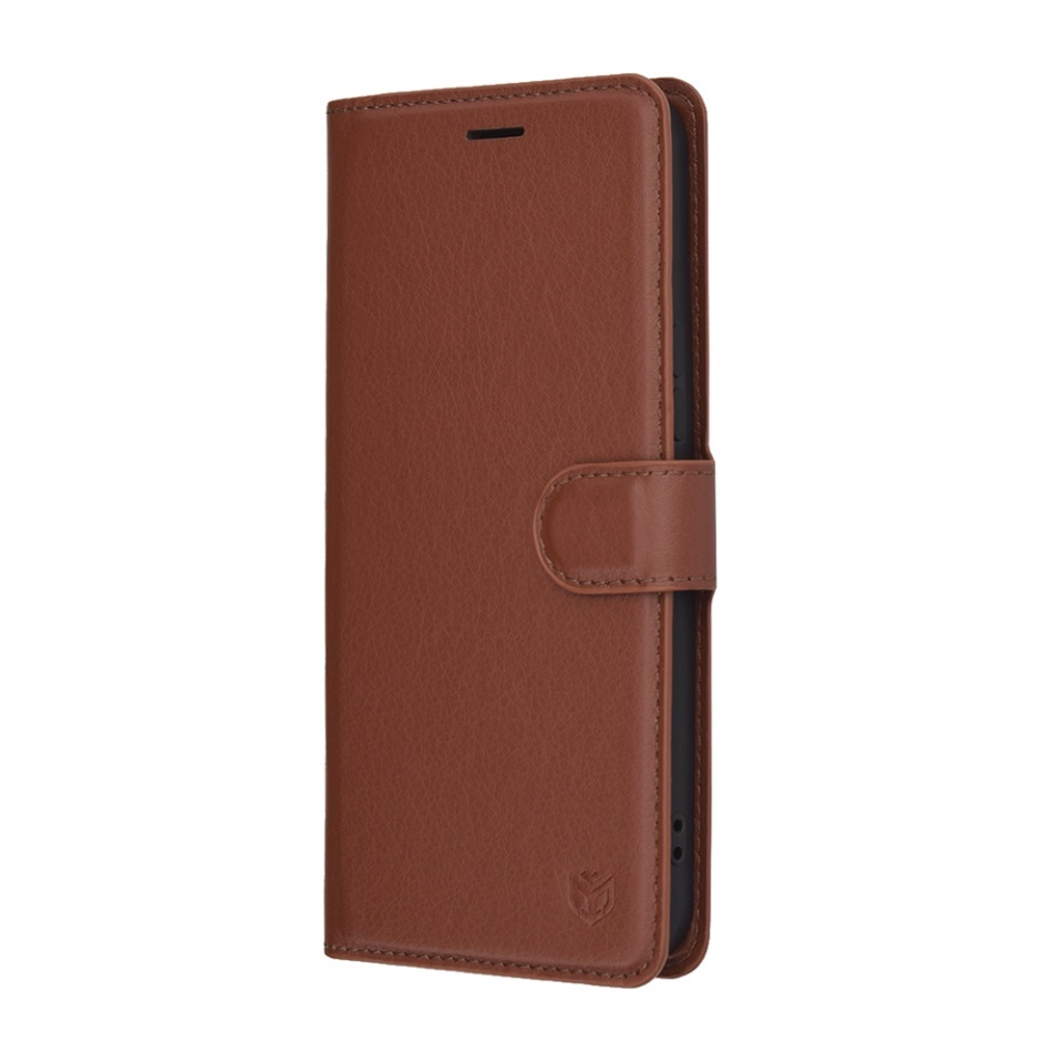 Husa pentru Honor 400 Pro, SKYDDAR INNOVATION, Leather Folio tip Carte, cu Portofel Interior, Finisaje Premium, set cu sticker, Maro - 3 | YEO