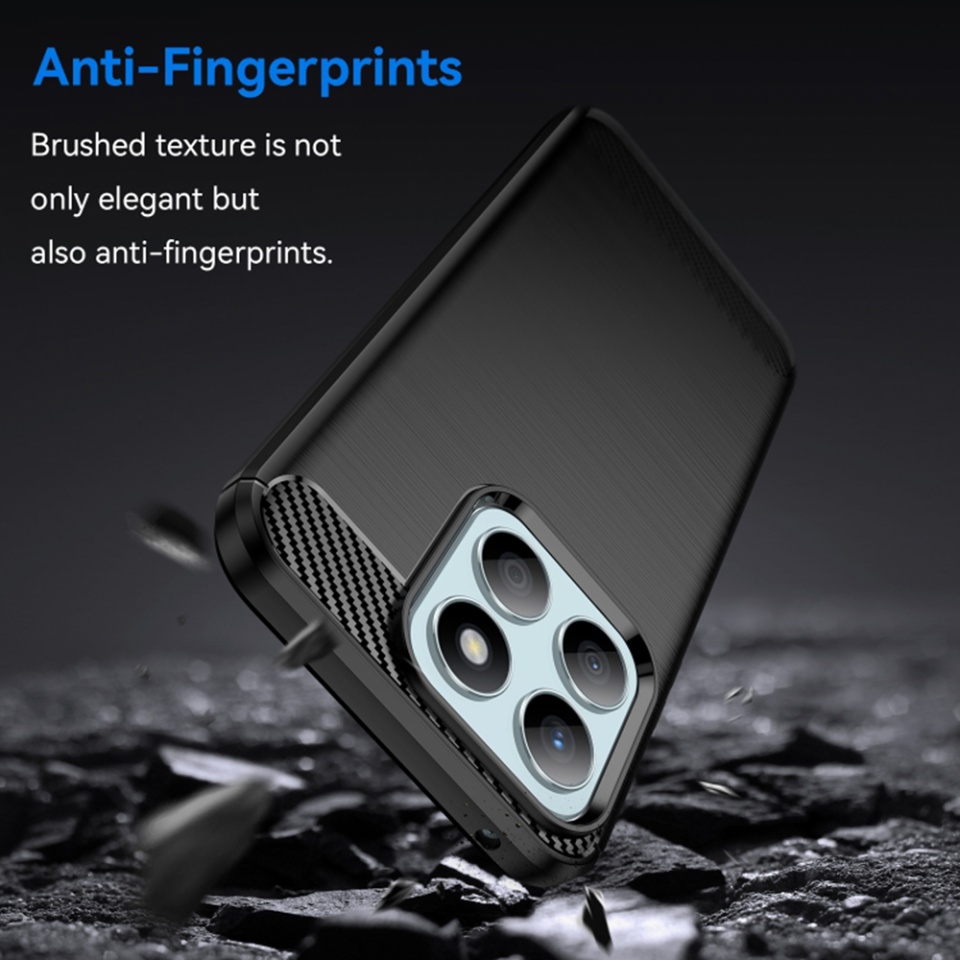 Husa pentru Honor 400 Smart / X7d 4G, SKYDDAR INNOVATION, Carbon Silicone, din Silicon Slim, cu textura Fibra Carbon, set cu sticker, Negru - 2 | YEO