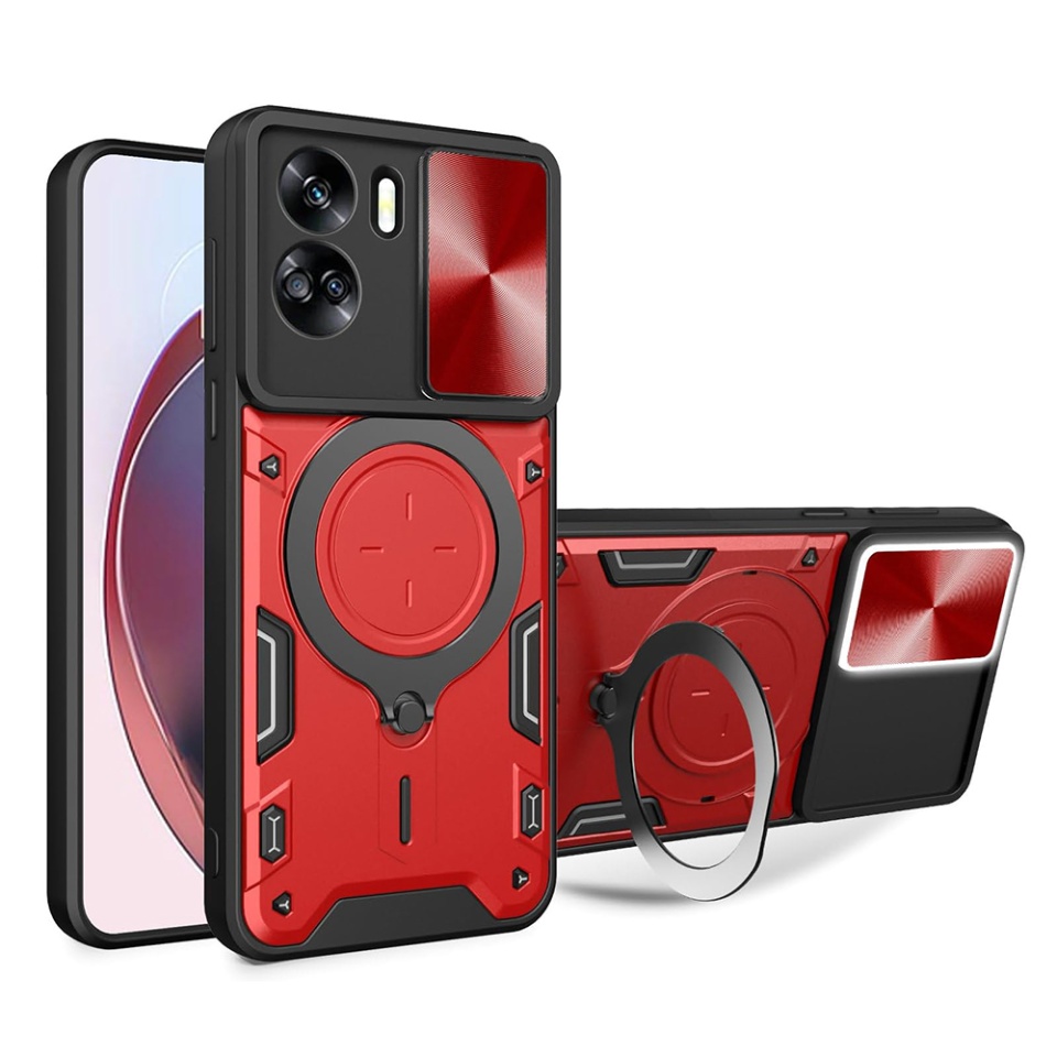 Husa pentru Honor 90 Lite, cu inel magnetic si suport ajustabil, protecție completa camera, SKDR SafeCover - Rosu