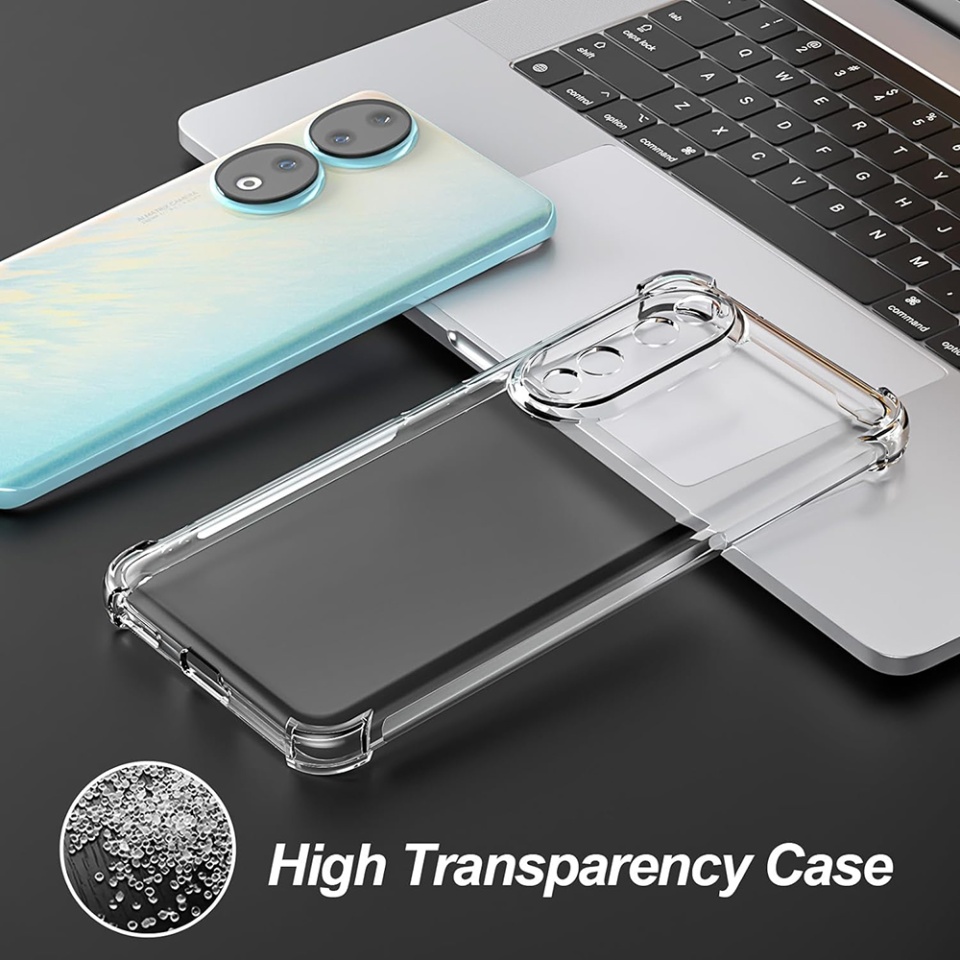 Husa pentru Honor 90 Pro , SKYDDAR INNOVATION, Shockproof Clear din Silicon Slim, Transparenta, set cu sticker - 2 | YEO