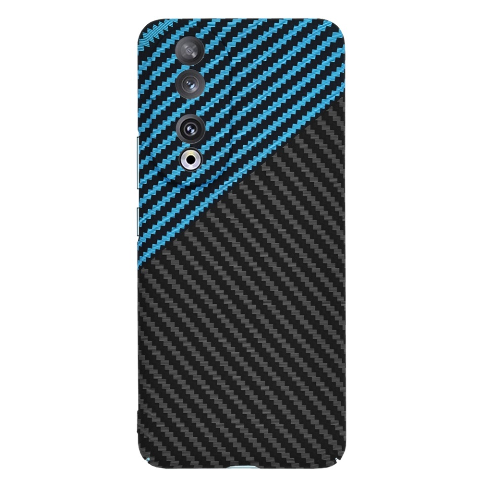 Husa pentru Honor 90, SKYDDAR INNOVATION, textura carbon, Carbonite FiberShell, set cu sticker, Bleu, - 1 | YEO