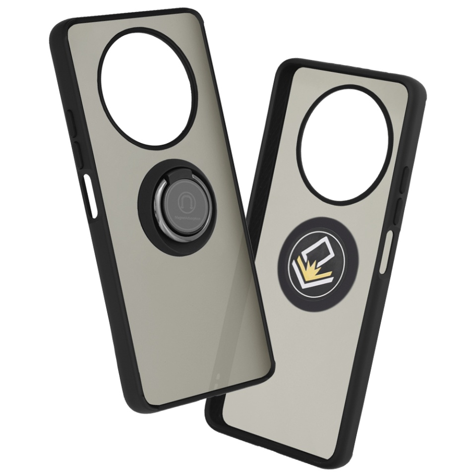 Husa pentru Honor Magic4 Lite, SKYDDAR INNOVATION, Glinth cu Inel Rotativ 360° Magnetic, Negru, set cu sticker