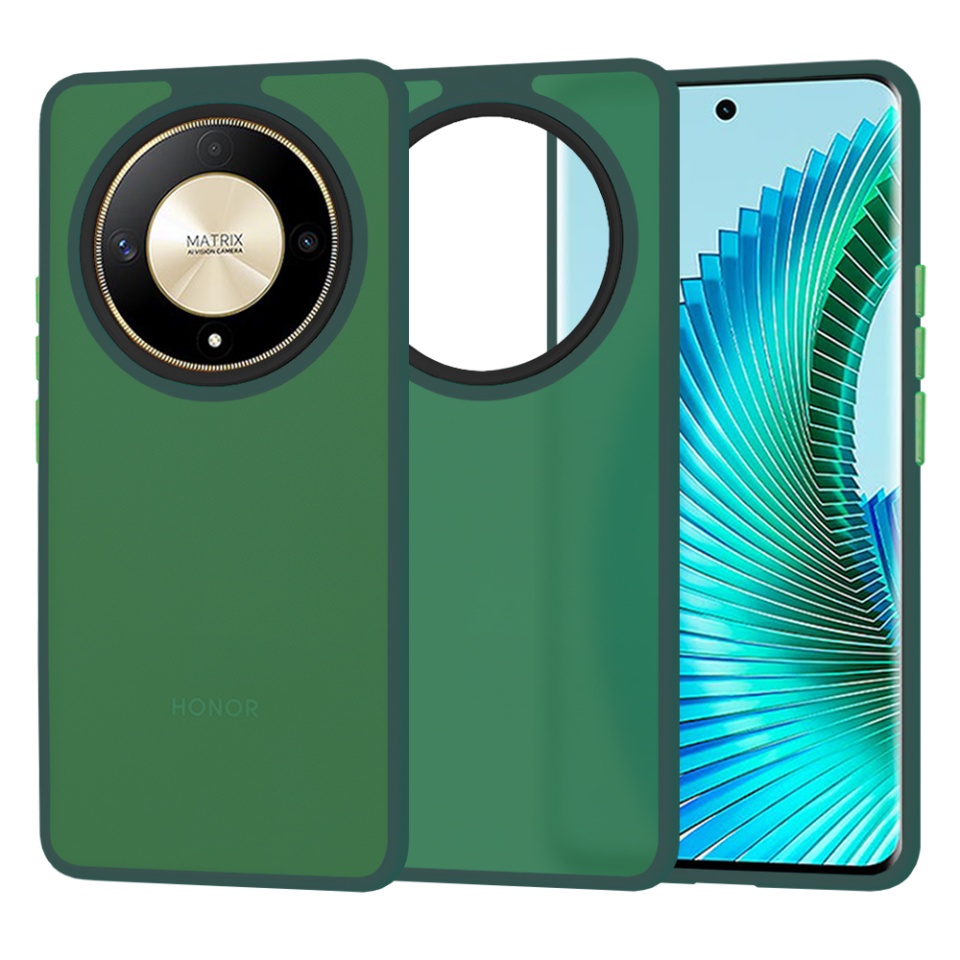 Husa pentru Honor Magic6 Lite, ce Absoarbe Cele mai Aspre Socuri, Skyddar Frosted - Verde inchis