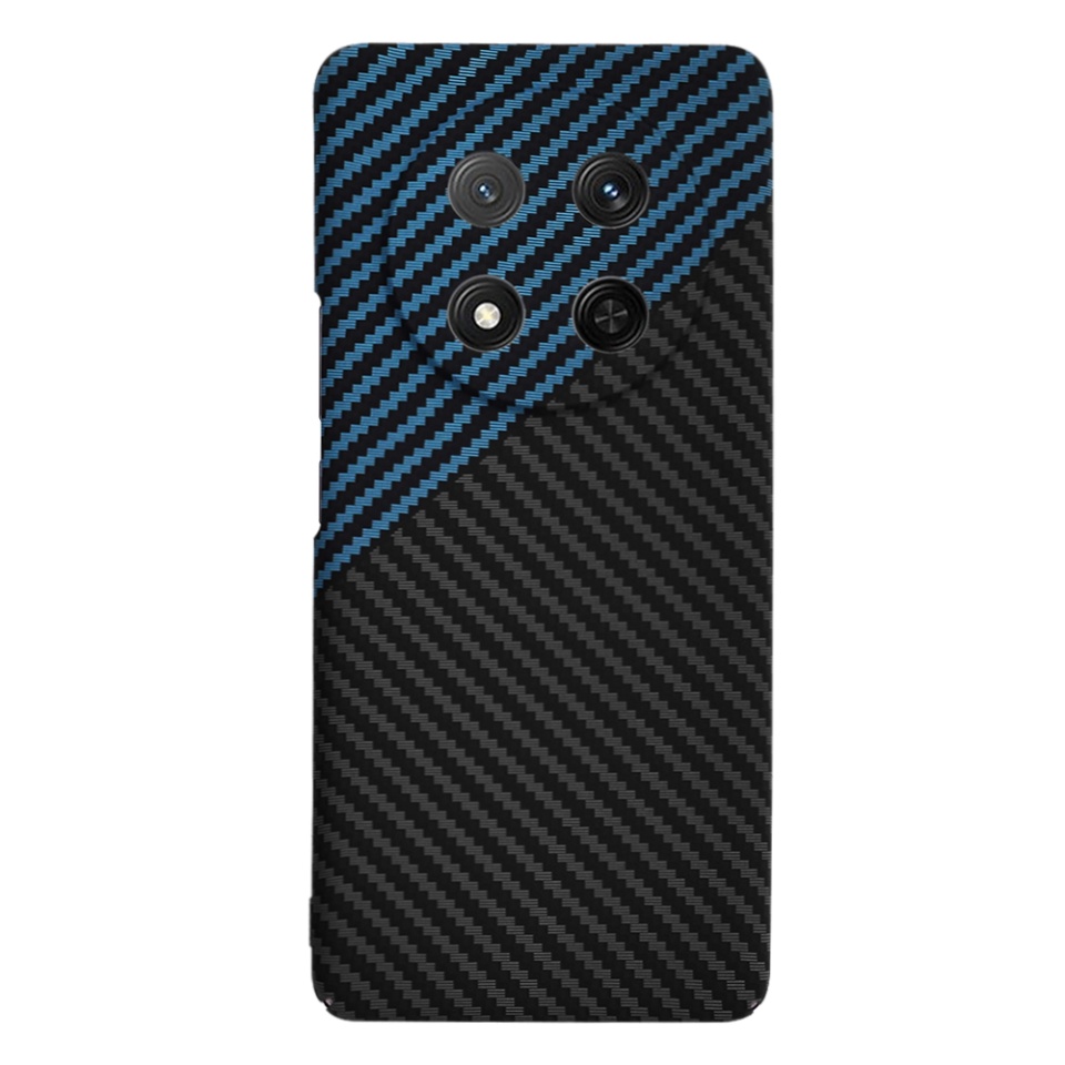 Husa pentru Honor X9c / Magic7 Lite, SKYDDAR INNOVATION, textura carbon, Carbonite FiberShell, Bleu, set cu sticker - 2 | YEO
