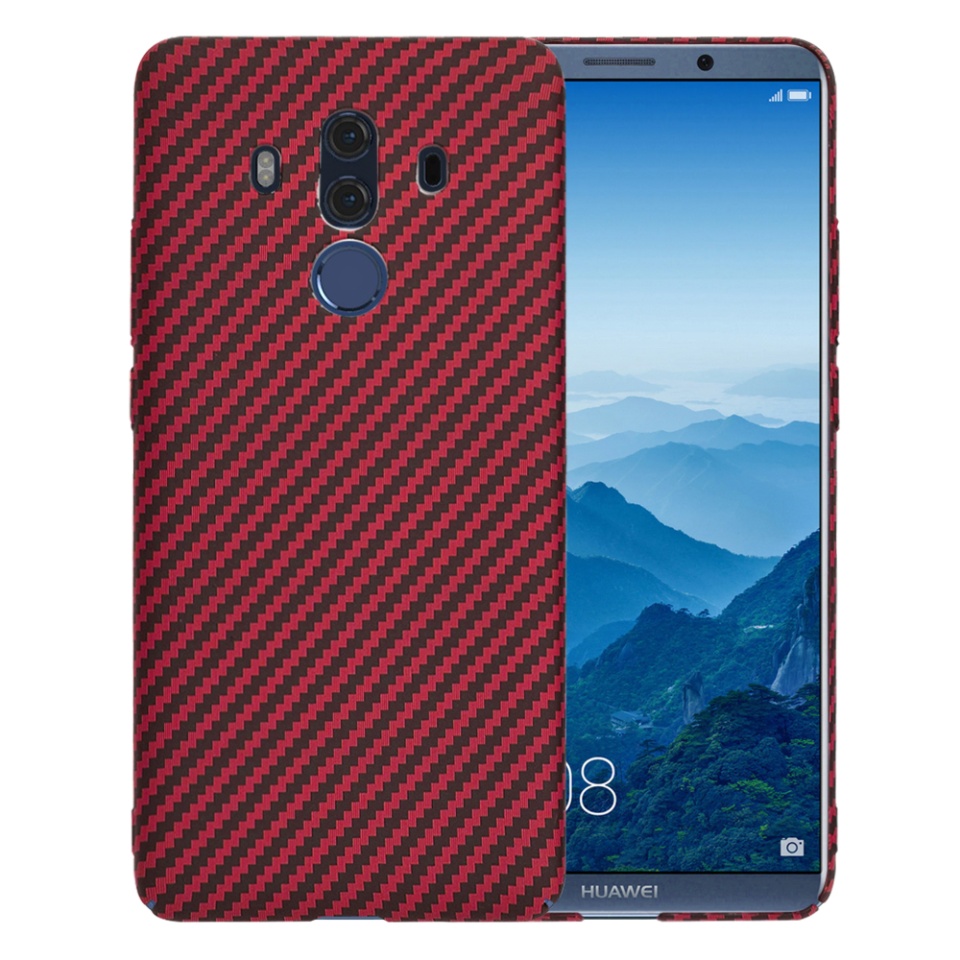 Husa pentru Huawei Mate 10 Pro, Finisaj Premium cu Textura de Carbon, Design Elegant, SKDR CarbonFlex - Rosu