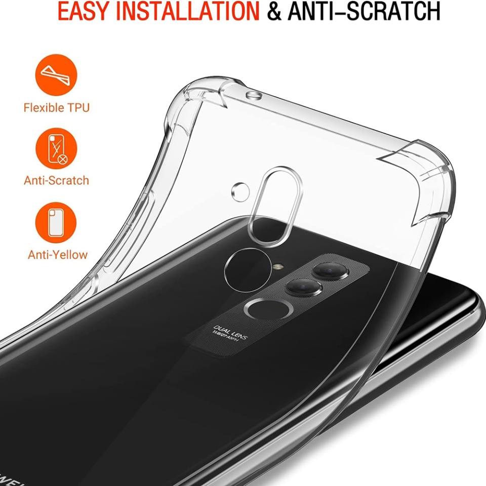 Husa pentru Huawei Mate 20 Lite , SKYDDAR INNOVATION, Shockproof Clear din Silicon Slim, Transparenta, set cu sticker - 2 | YEO