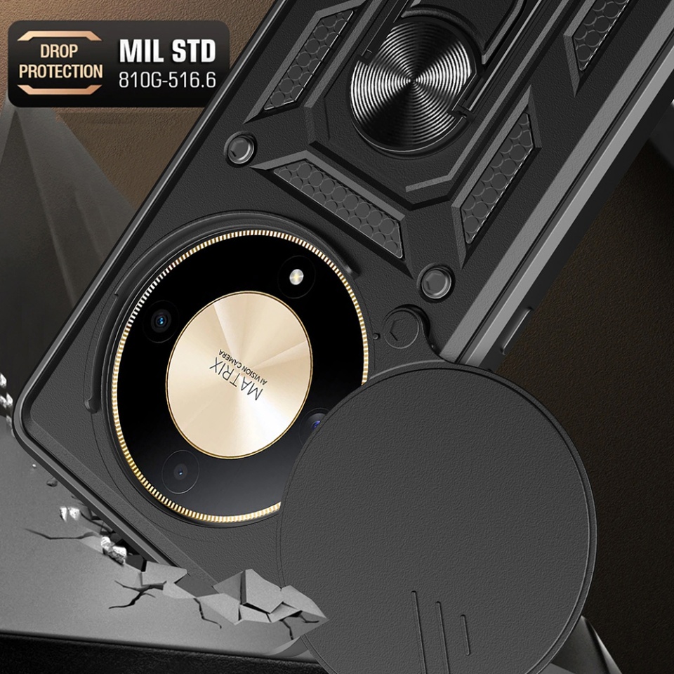 Husa pentru Huawei nova 12i / nova 13i, SKYDDAR INNOVATION, CamShield, Inel magnetic, set cu sticker, Negru - 3 | YEO