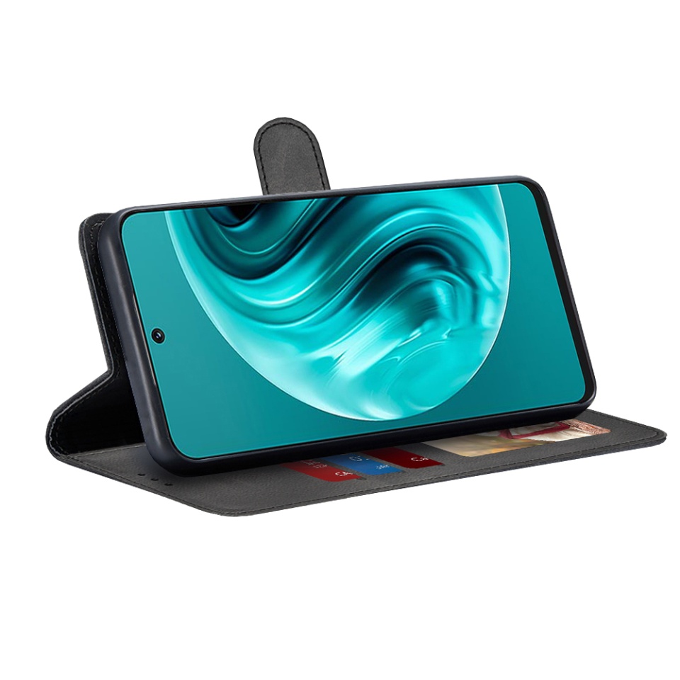 Husa pentru Huawei nova 12i / nova 13i, SKYDDAR INNOVATION, Diary Book, tip carte, cu Portofel Interior, Antisoc, Negru, set cu sticker - 1 | YEO