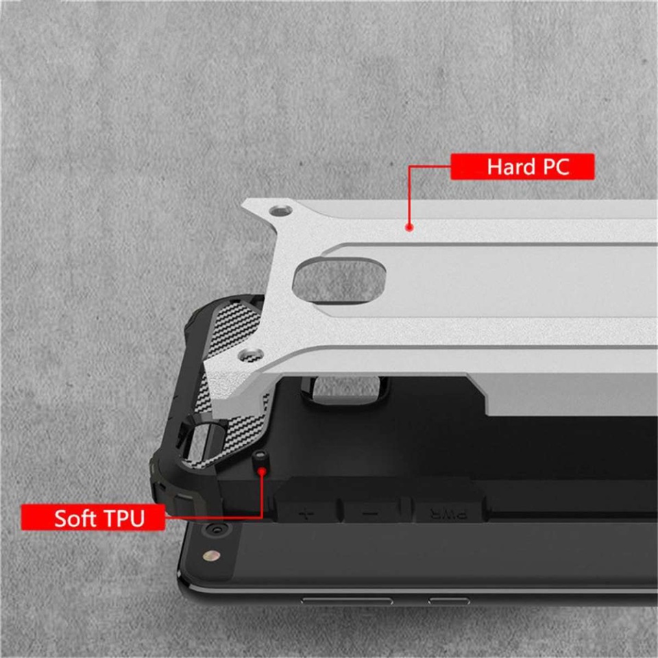Husa pentru Huawei P10 Lite, SKYDDAR INNOVATION, Hybrid Armor, din Plastic Dur, Margini Cauciucate, Antisoc, set cu sticker, Negru - 2 | YEO