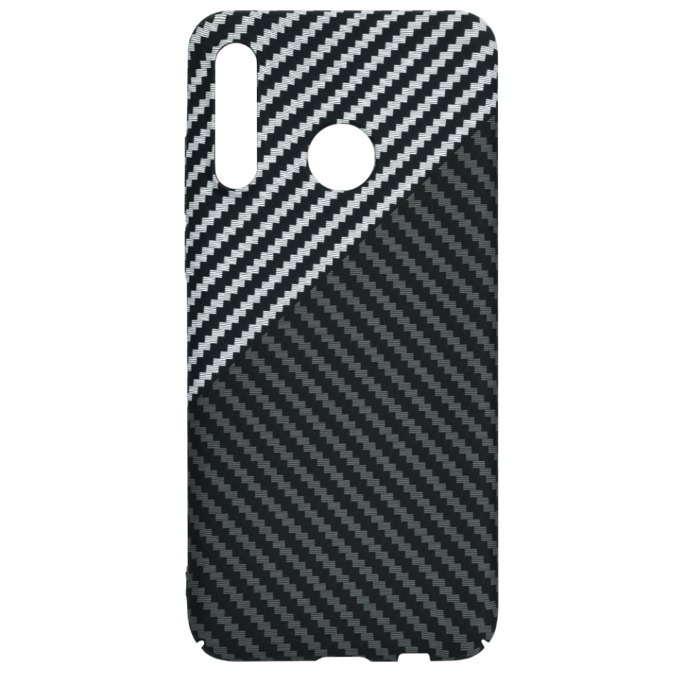 Husa pentru Huawei P30 Lite / P30 Lite New Edition, SKYDDAR INNOVATION, textura carbon, Carbonite FiberShell, set cu sticker, Gri, - 3 | YEO