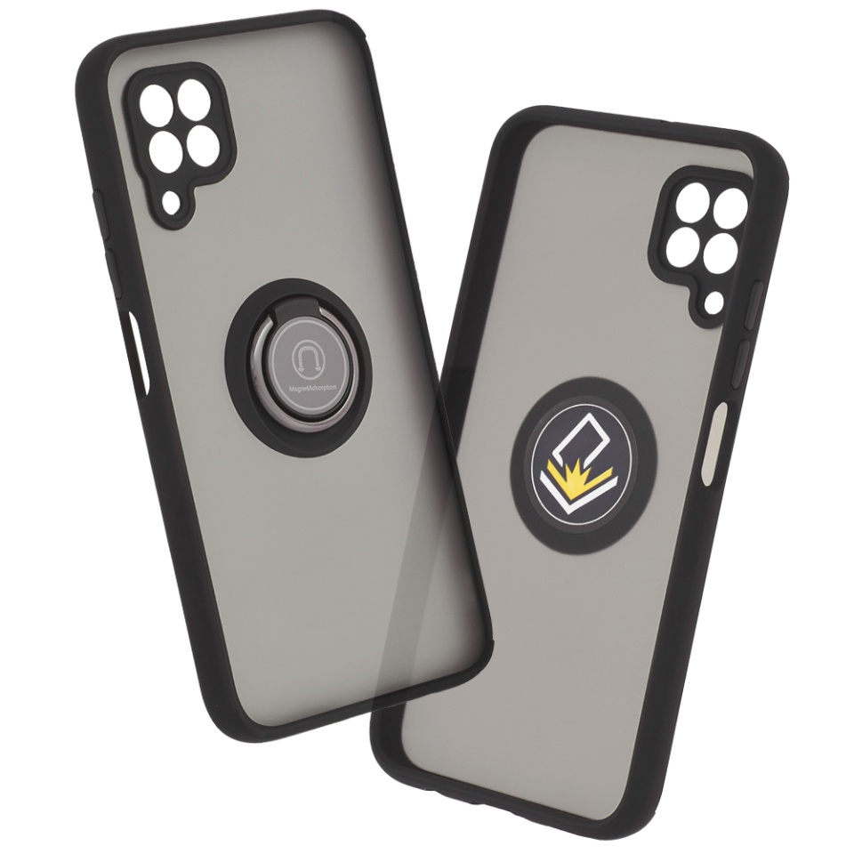 Husa pentru Huawei P40 Lite, SKYDDAR INNOVATION, Glinth cu Inel Rotativ 360° Magnetic, Negru, set cu sticker