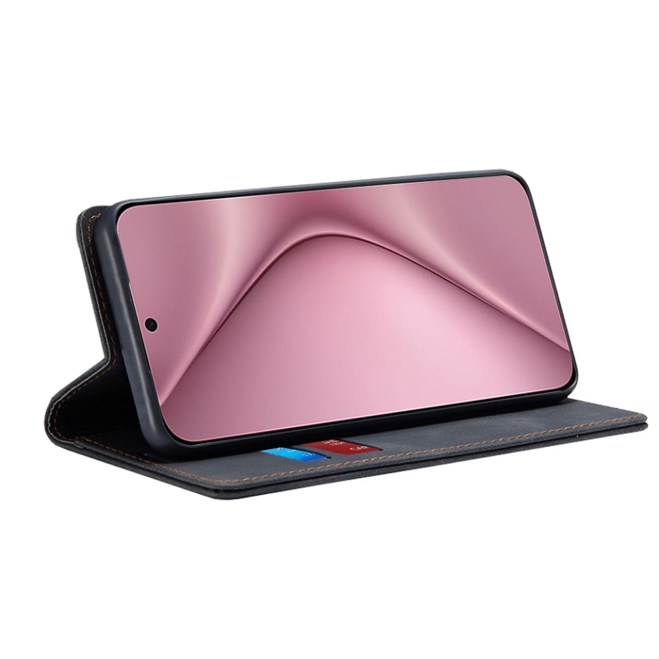 Husa pentru Huawei Pura 70, SKYDDAR INNOVATION, Soft Wallet, tip Carte din piele Eco Premium, cu Portofel Interior, Negru, set cu sticker - 1 | YEO