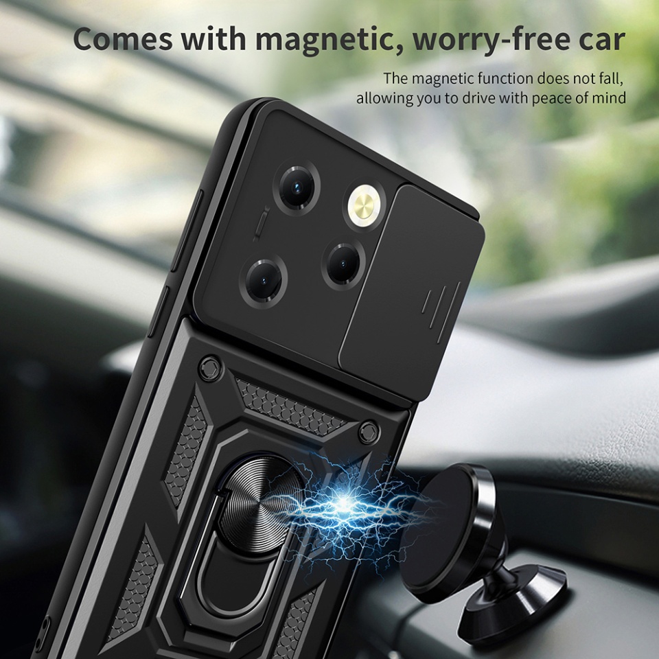 Husa pentru Infinix Hot 40 / Hot 40 Pro / Tecno Spark 20 Pro cu inel magnetic si protectie camera Skyddar CamShield - Negru - 3 | YEO