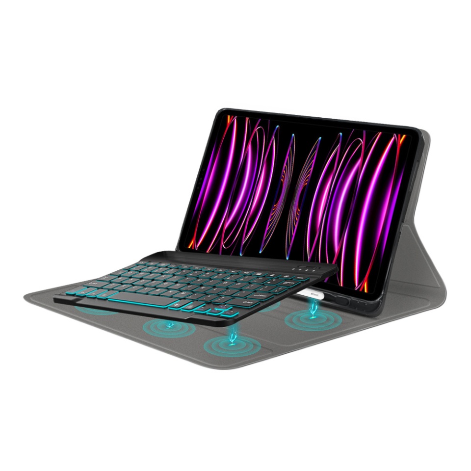 Husa pentru iPad Pro 12.9 (2018/2020/2021/2022) / Air 13 (2024) cu Tastatura Bluetooth si Protectie 360°, SKDR DuoSmart Cover - Negru - 3 | YEO