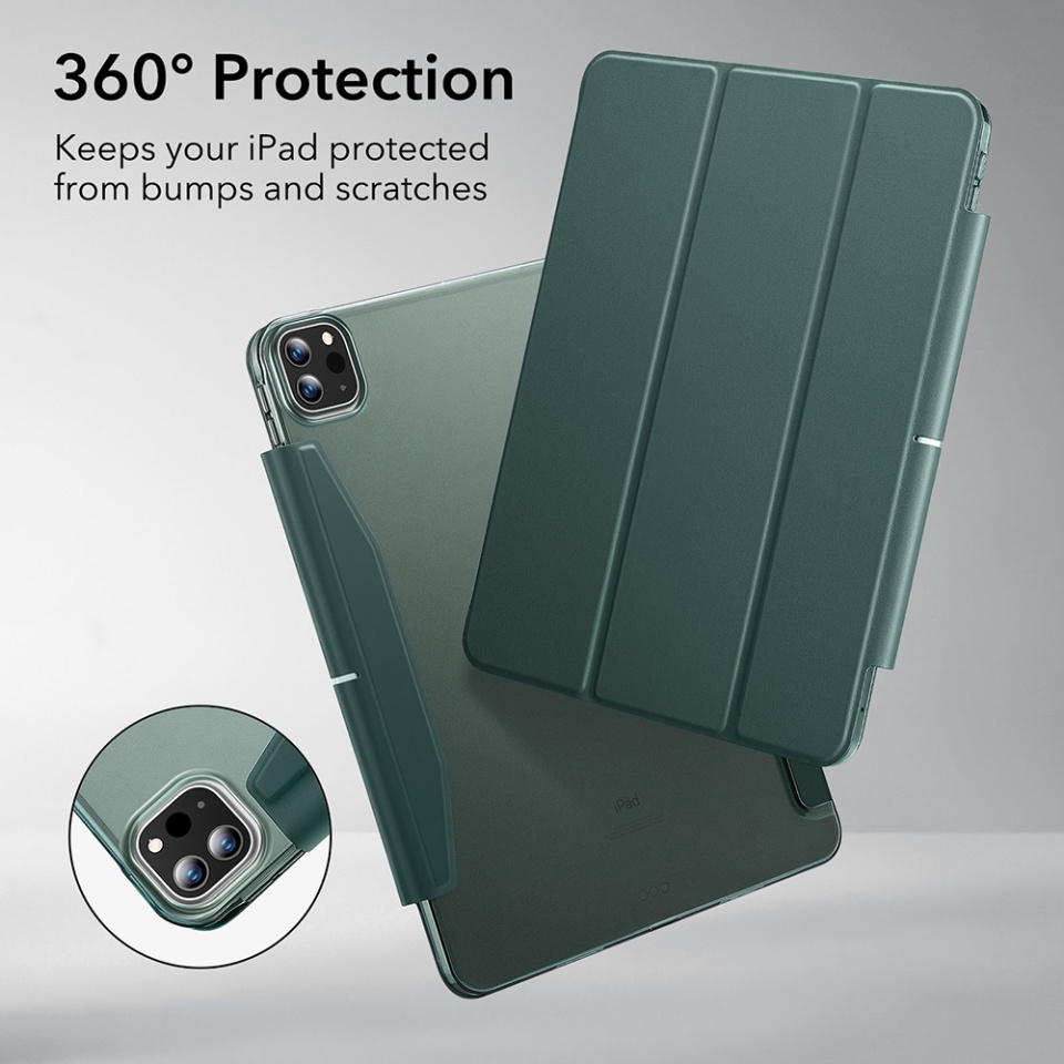 Husa pentru iPad Pro 13 (2024), tip Carte, Ascend Trifold ESR - Verde inchis - 1 | YEO