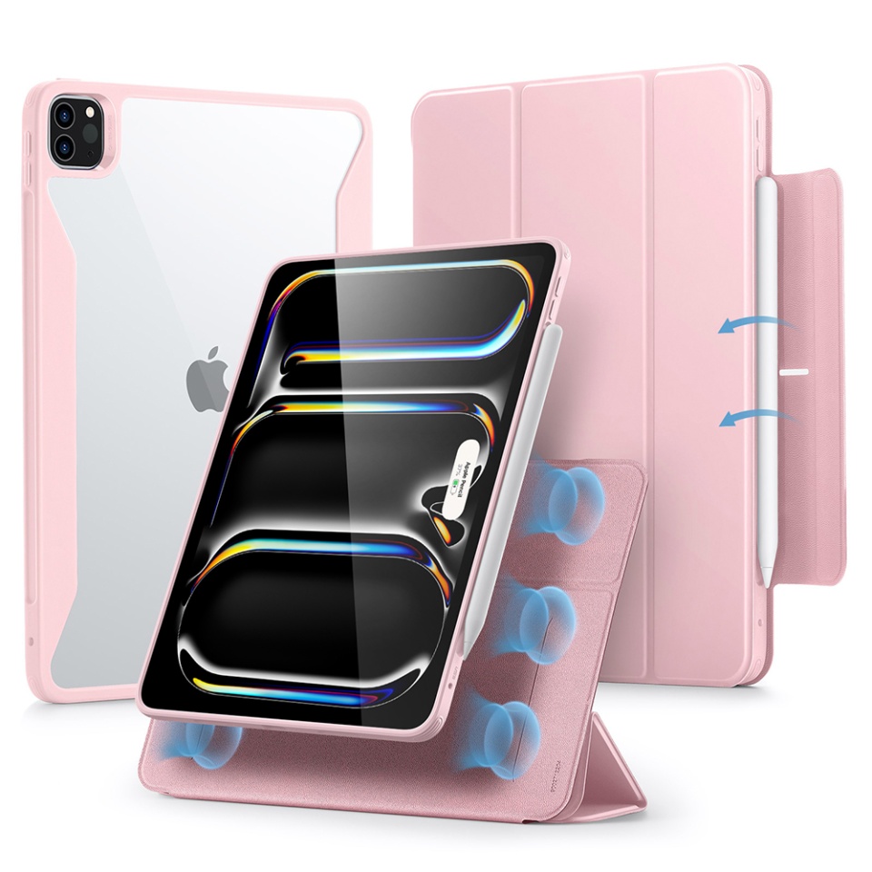 Husa pentru iPad Pro 13 (2024), tip Carte, Rebound Hybrid ESR - Roz