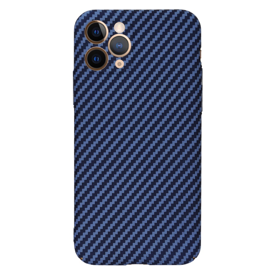 Husa pentru iPhone 11 Pro, Finisaj Premium cu Textura de Carbon, Design Elegant, SKDR CarbonFlex - Cyan - 2 | YEO