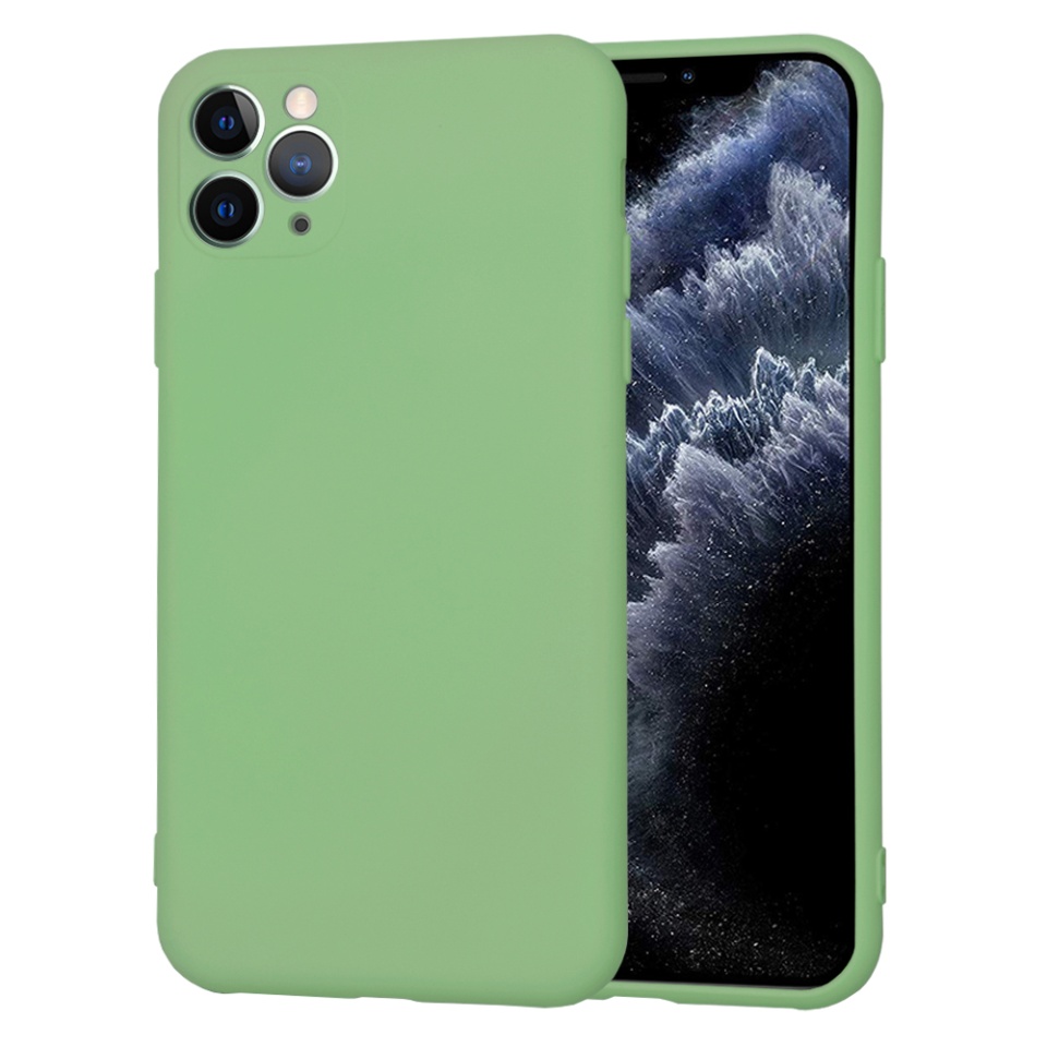 Husa pentru iPhone 11 Pro Max din Silicon Catifelat, Protectie Premium, Skyddar SoftElegance - Verde deschis