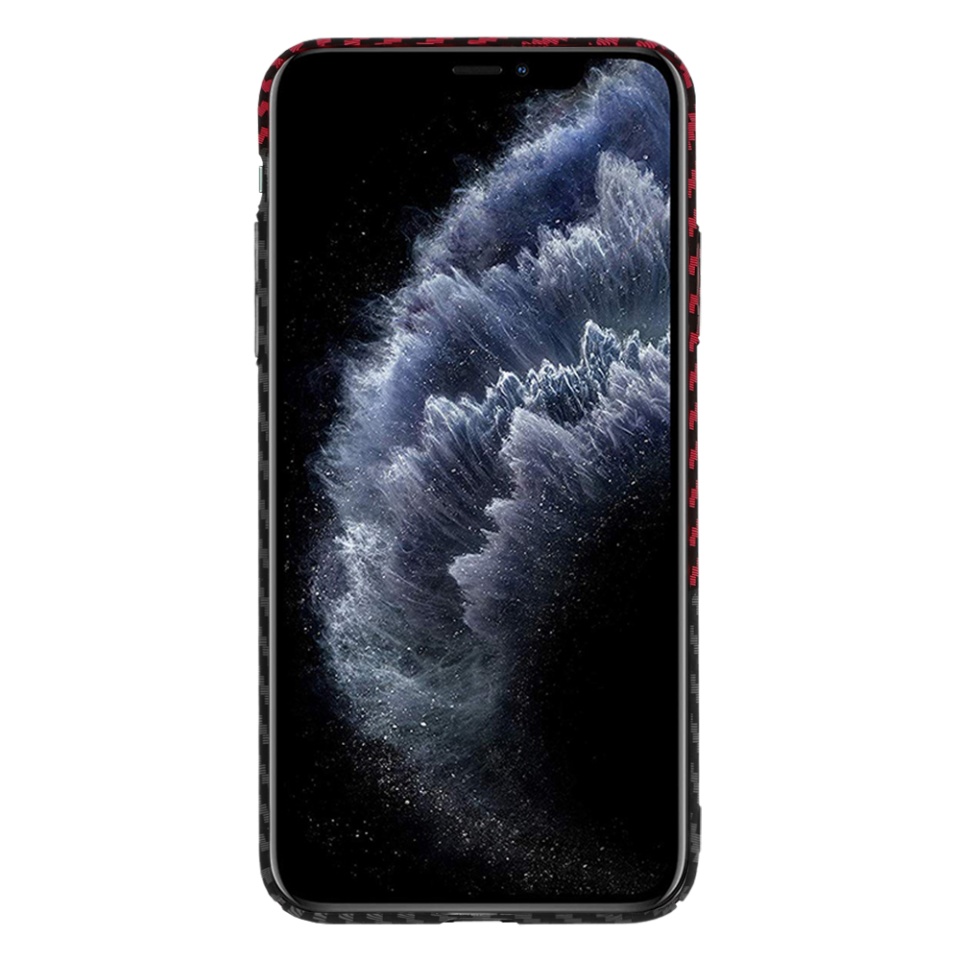 Husa pentru iPhone 11 Pro Max, Finisaj Premium cu Textura de Carbon, Design Elegant, SKDR CarbonFlex - Rosu inchis - 3 | YEO