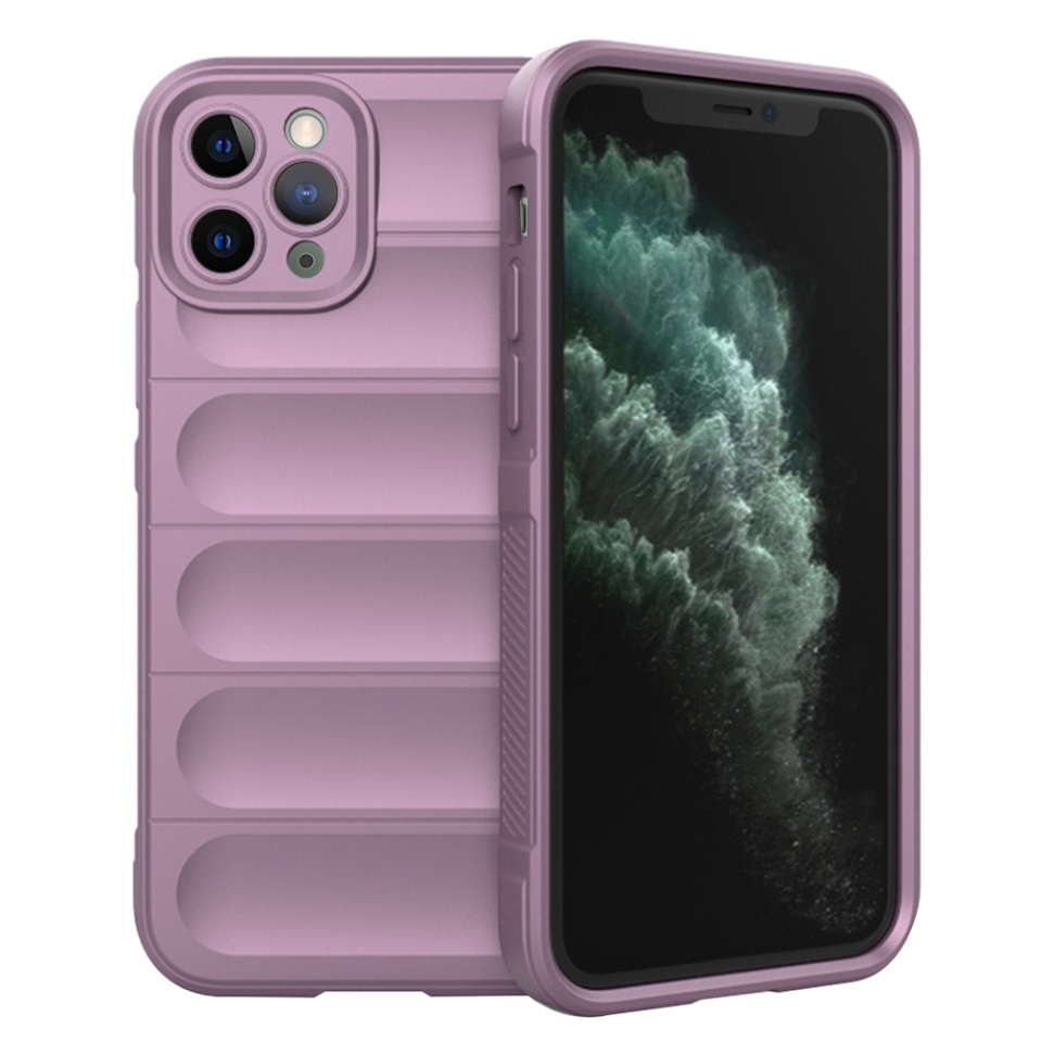 Husa pentru iPhone 11 Pro Max, SKYDDAR INNOVATION, Vogue, din Silicon Mat, Mov, set cu sticker