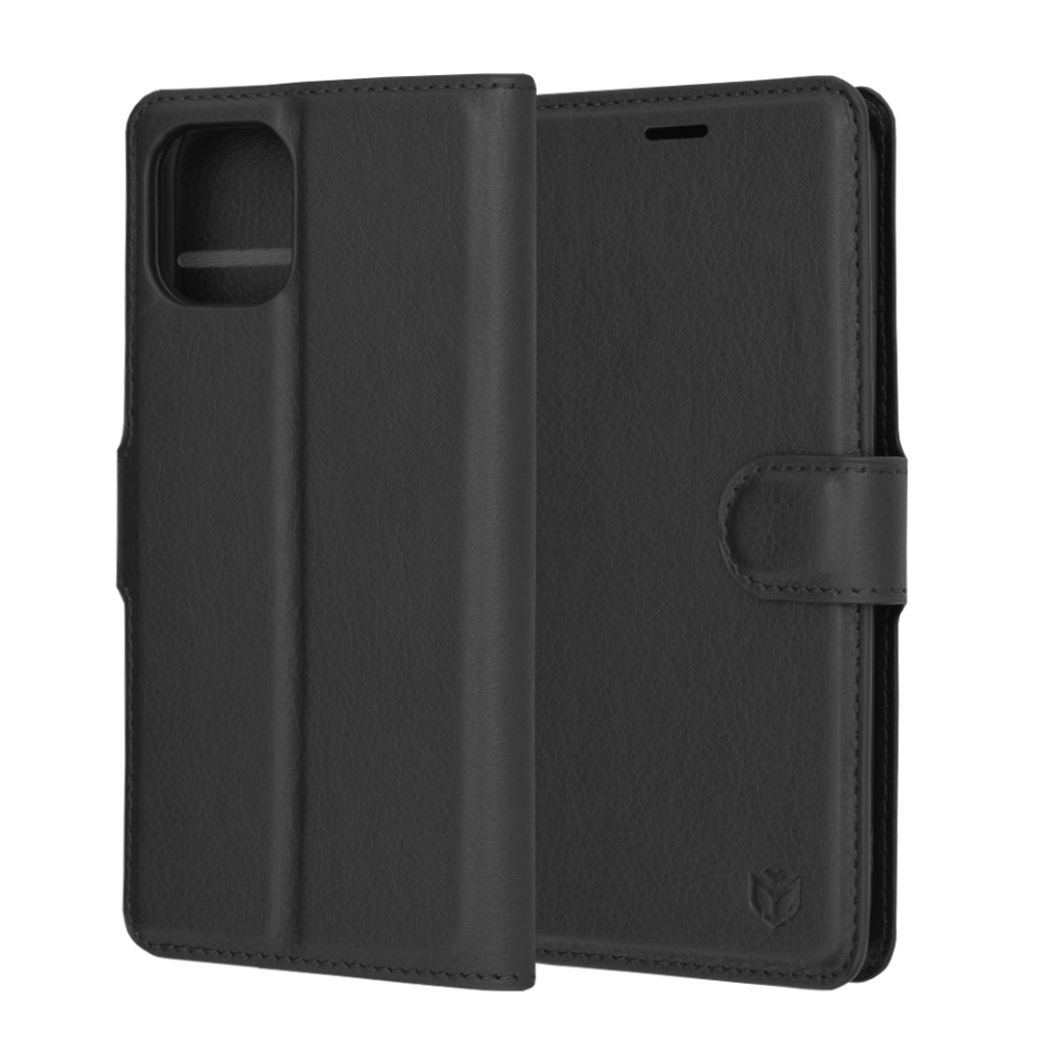 Husa pentru iPhone 11 Pro tip Carte, cu Portofel Interior, Finisaje Premium, SKYDDAR Leather Wallet - Negru