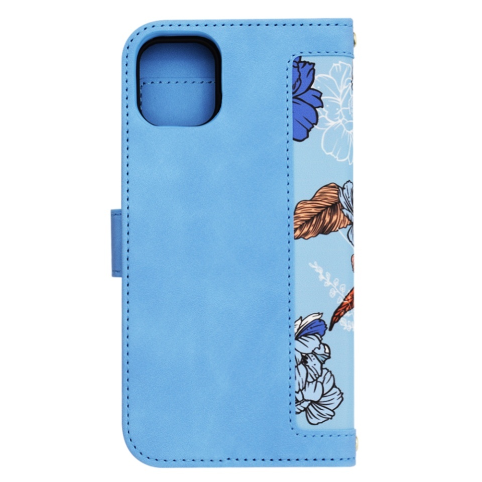 Husa pentru iPhone 11, SKYDDAR INNOVATION, Flipcraft din Piele Ecologică, Stand Integrat, Buzunare pentru Carduri, set cu sticker, Bleu - 2 | YEO
