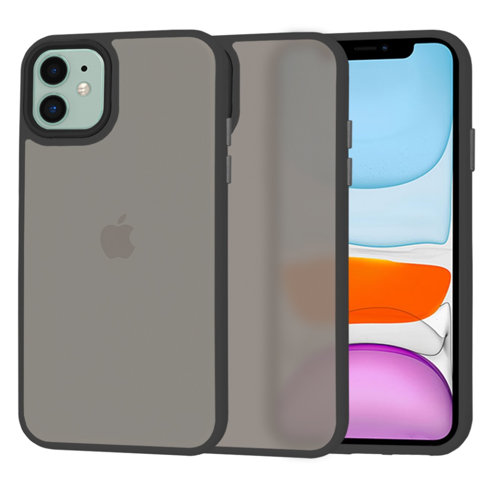 Husa pentru iPhone 11, SKYDDAR INNOVATION, HaloFrost, AntiSoc, Negru, set cu sticker