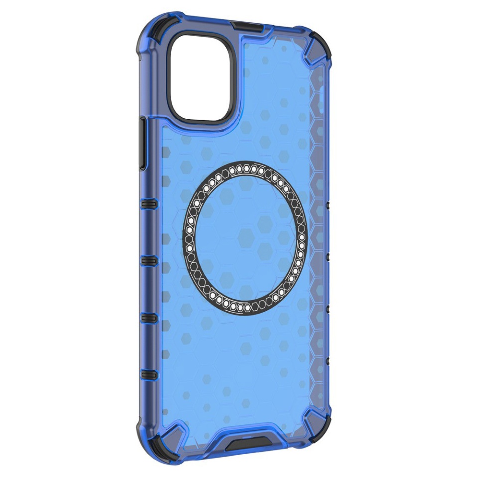 Husa pentru iPhone 11, SKYDDAR INNOVATION, HoneyComb Shield MagSafe, Antisoc, set cu sticker, Albastru - 2 | YEO