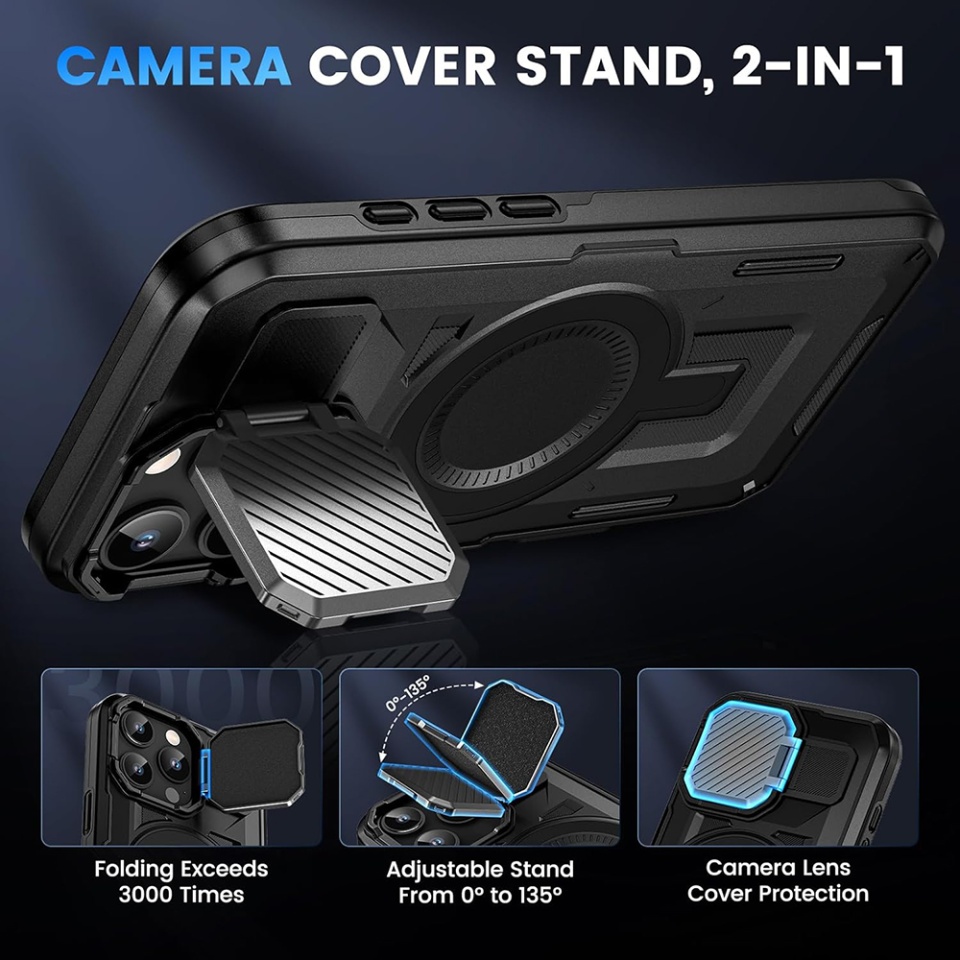 Husa pentru iPhone 11 / XR, SKYDDAR INNOVATION, CamVault MagSafe cu Protectie Camera, set cu sticker, Negru - 2 | YEO