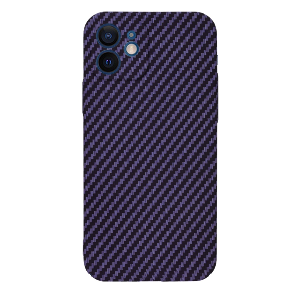 Husa pentru iPhone 12, Finisaj Premium cu Textura de Carbon, Design Elegant, SKDR CarbonFlex - Mov - 2 | YEO