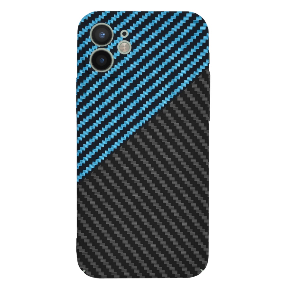Husa pentru iPhone 12, Finisaj Premium cu Textura de Carbon, Design Elegant, SKDR CarbonFlex - Bleu - 1 | YEO