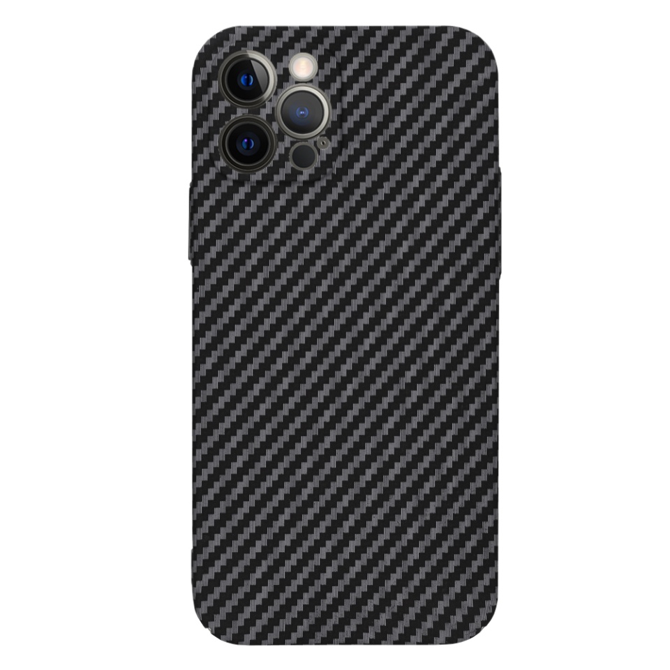 Husa pentru iPhone 12 Pro, Finisaj Premium cu Textura de Carbon, Design Elegant, SKDR CarbonFlex - Negru - 2 | YEO