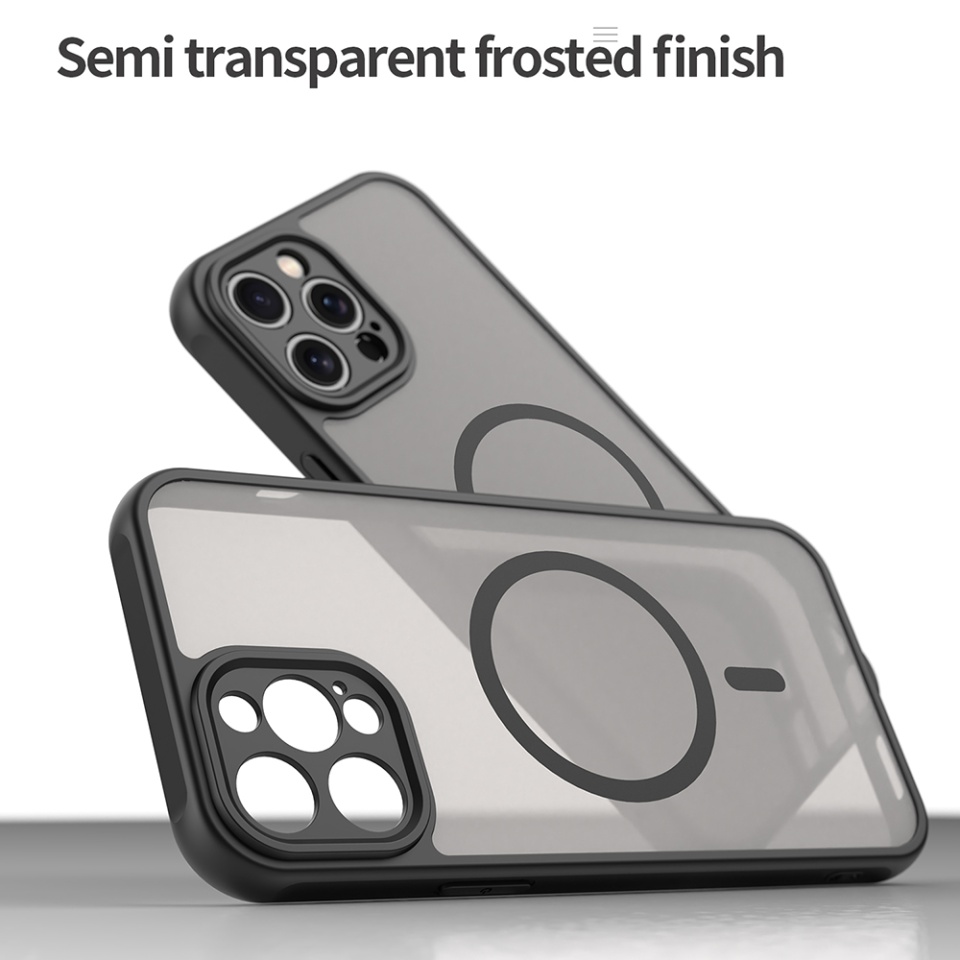 Husa pentru iPhone 12 Pro Max, SKYDDAR INNOVATION, HaloFrost MagSafe II, Antisoc, set cu sticker, Negru - 2 | YEO